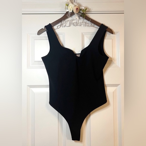 BCBGeneration Black Thong Bodysuit With Notch Neckline - Picture 5 of 7